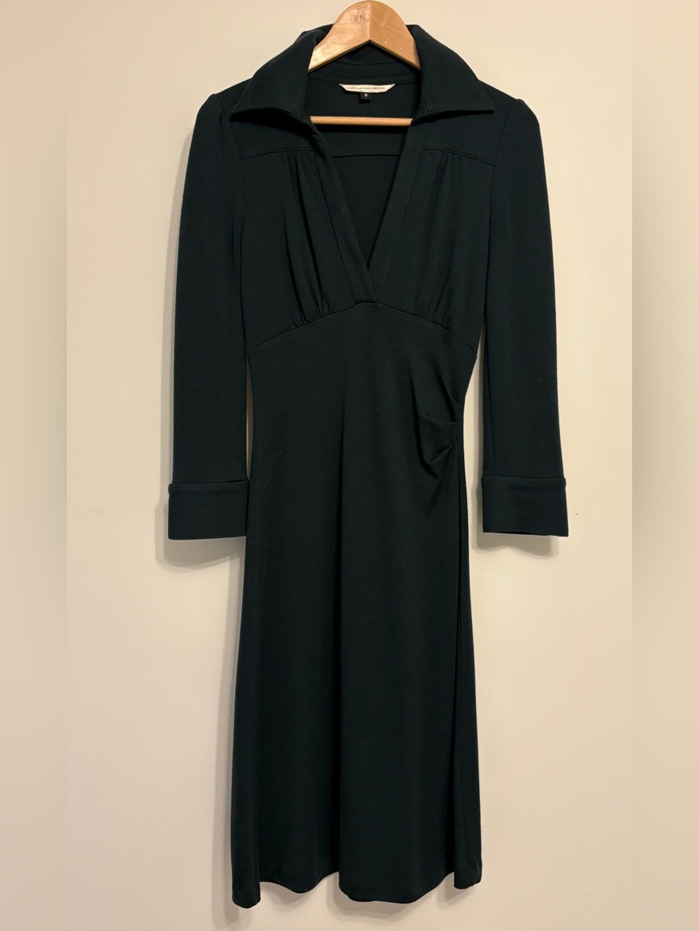 Dianne Von Furstenburg - deep Green Long-Sleeve V-Neck Dress